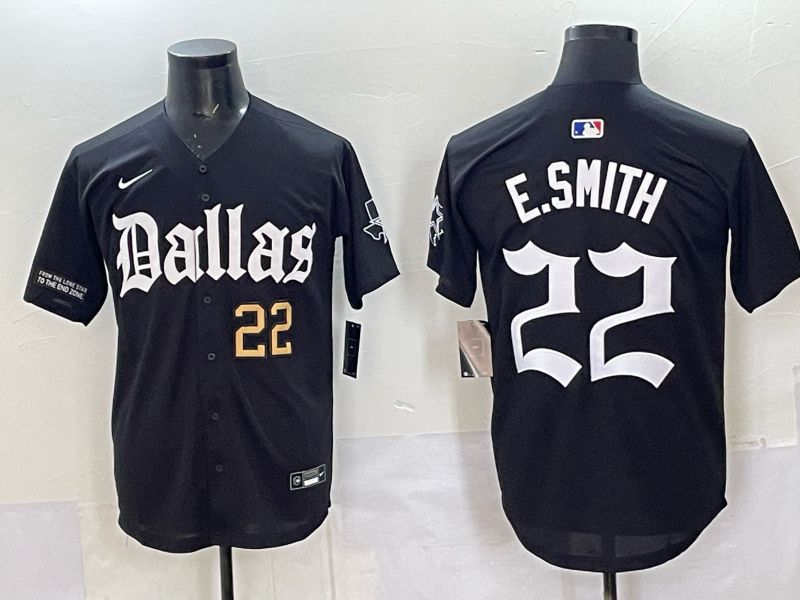 Men 2025 Nike Dallas Cowboys #22 E.Smith Black 5th generation Joint Name Limited NFL Jersey 07